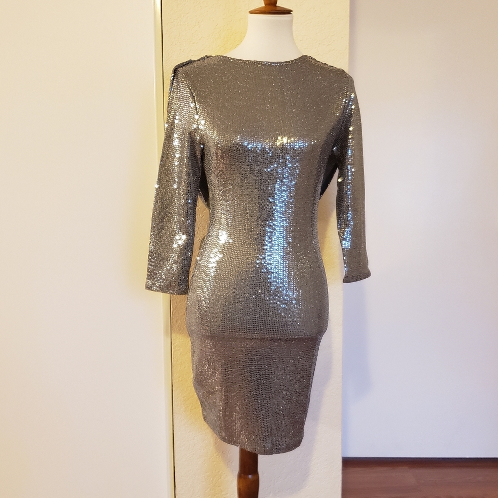 Sequin Mini Dress - Silver - Picture 5 of 6
